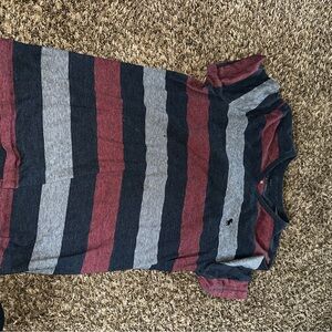 Abercrombie & Fitch Red, Blue, and Gray Striped Tee